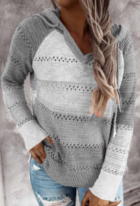 Pre-Order Gray Knit Pullover Hoodie