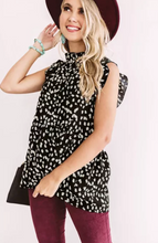 Load image into Gallery viewer, Pre-Order Ruffle Stand Collar Polka Dot Sleeveless Top