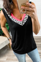 Load image into Gallery viewer, Pre-Order Leopard Accent V-Neck Tank Top