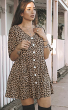 Load image into Gallery viewer, Pre-Order Front Button Leopard Tiered Tunic/Dress