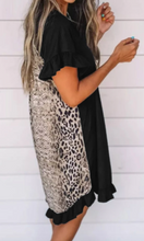 Load image into Gallery viewer, Pre-Order Leopard Back Short Sleeve Mini Dress