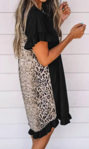 Pre-Order Leopard Back Short Sleeve Mini Dress