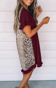 Pre-Order Leopard Back Short Sleeve Mini Dress