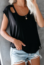 Load image into Gallery viewer, Pre-Order Black Wide Neck Cut Out T-Shirt