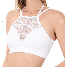 Load image into Gallery viewer, White Floral Lace High Neck Bralette