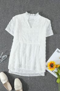 Swiss Dot Short Sleeve Flowy Top