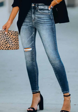 Load image into Gallery viewer, Pre-Order Blue Slit Skinny Jeans