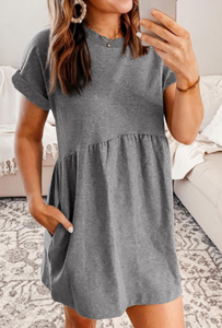 Cotton Blend Empire Waist T-shirt Mini Dress