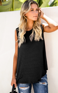 Pre-Order Crew Neck Waffle Tank Top