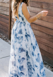 Pre-Order Tie Dye Surplice Plunging Neck Maxi Dress