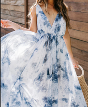 Load image into Gallery viewer, Pre-Order Tie Dye Surplice Plunging Neck Maxi Dress