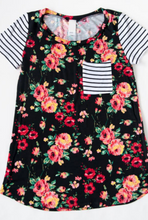 Load image into Gallery viewer, Pre-Order Floral with Stripe Pocket T-Shirt