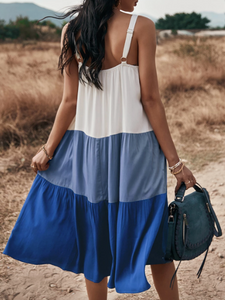 Pre-Order Blue color Block Midi Dress