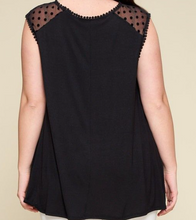 Load image into Gallery viewer, Black Plus Size Polka Dot Mesh Tank Top