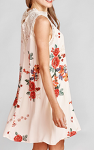 Load image into Gallery viewer, Pre-Order Floral Sleeveless Dress with a Crochet Lace Neck