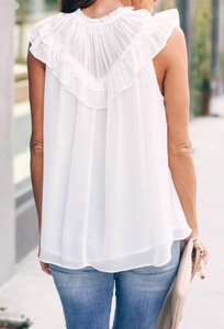 Pre-Order White Frilled Detail Tulle Tank Top