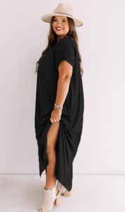 Plus Size Black V-Neck Maxi Dress