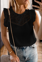 Load image into Gallery viewer, Pre-Order Lace Yoke Crepe Tank