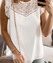 Load image into Gallery viewer, Pre-Order Lace Yoke Crepe Tank