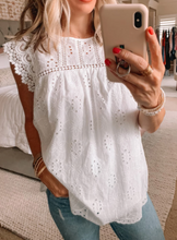 Load image into Gallery viewer, Pre-Order White Sleeveless Eyelet Tank Top