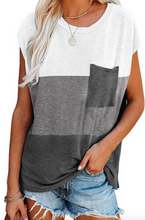 Load image into Gallery viewer, Pre-Order Color Block Front Pocket T-Shirt with Side Slits