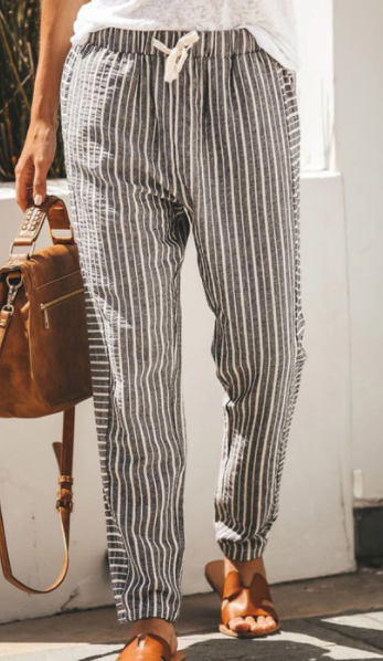 Pre-Order Drawstring Striped Pants