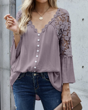 Load image into Gallery viewer, Pre-Order Crochet Lace Button up Top