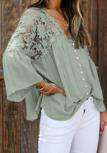 Pre-Order Crochet Lace Button up Top