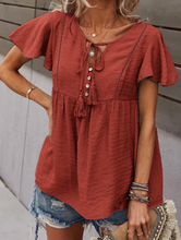 Load image into Gallery viewer, Pre-Order Tie Ruffle Hem Tunic Top