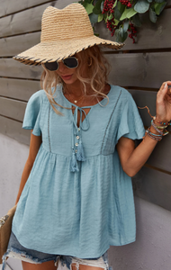 Pre-Order Tie Ruffle Hem Tunic Top