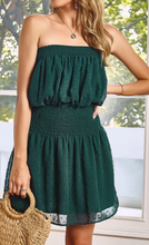 Load image into Gallery viewer, Pre-Order Green Strapless Ruched Waist Layered Mini Dress