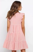 Load image into Gallery viewer, Pre-Order Plaid Ruffled Mini Dress
