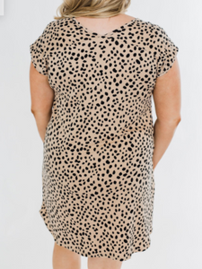 Pre-Order Plus Size Khaki Wild Spotted Mini Dress