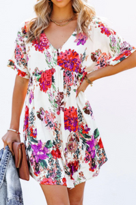 V-Neck Floral Dress