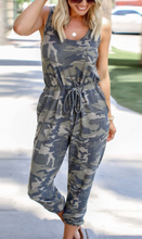 Load image into Gallery viewer, Pre-Order Camo Pocket Drawstring Waist Tank Jumpsuit