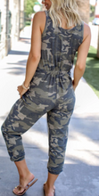 Load image into Gallery viewer, Pre-Order Camo Pocket Drawstring Waist Tank Jumpsuit