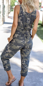 Pre-Order Camo Pocket Drawstring Waist Tank Jumpsuit