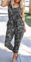 Load image into Gallery viewer, Pre-Order Camo Pocket Drawstring Waist Tank Jumpsuit