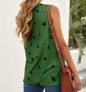 Pre-Order Star Print Knit Tank with Slits
