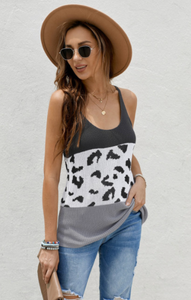 Pre-Order Colorblock Spotted Splicing Knit Tank