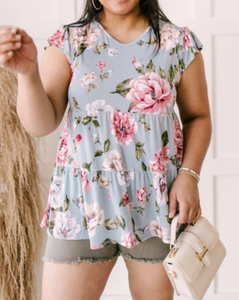 Pre-Order Plus Size Floral Tiered Top