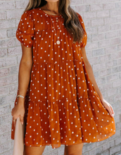 Load image into Gallery viewer, Polka Dot Tiered Swing Mini Dress