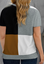 Load image into Gallery viewer, Pre-Order Plus Size Crew Neck Color Block T-shirt