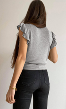 Load image into Gallery viewer, V-Neck Ruffle Sleeve Knit Tops