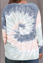 Load image into Gallery viewer, Pre-Order Round Neck Raglan Sleeve Tie-Dye Plus Size Top