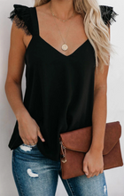 Load image into Gallery viewer, Pre-Order V Neck Flutter Lace Flowy Tank