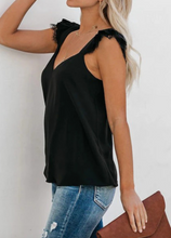 Load image into Gallery viewer, Pre-Order V Neck Flutter Lace Flowy Tank