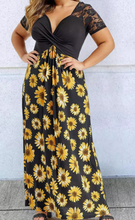 Load image into Gallery viewer, Pre-Order Plus Size Sunflower Lace Twist Knot Maxi Dress