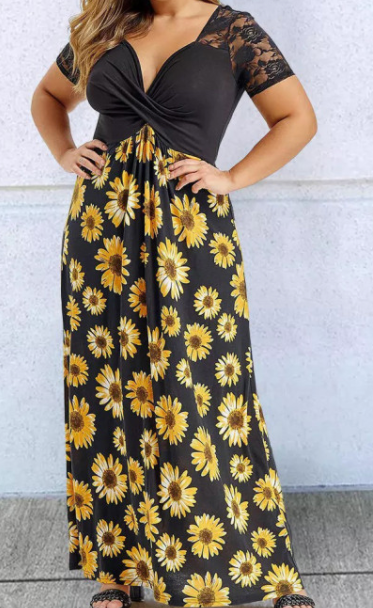 Plus size sunflower maxi dress discount