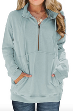 Load image into Gallery viewer, 3/4 Zip Sweatshirt with Pockets